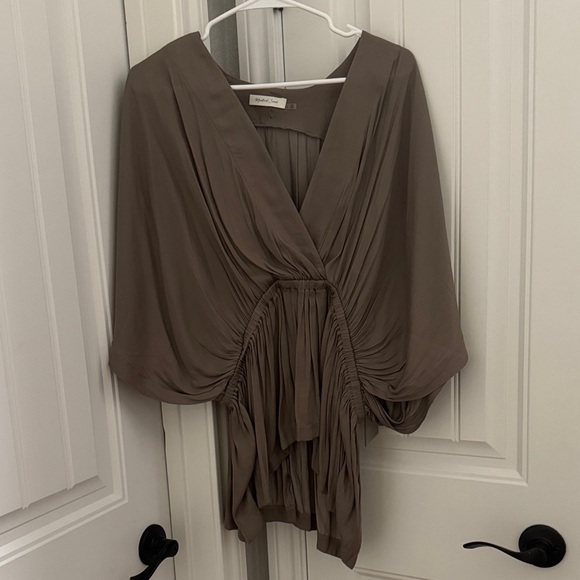 Mustard Seed Tops - Mustard Seed Taupe Draped Blouse